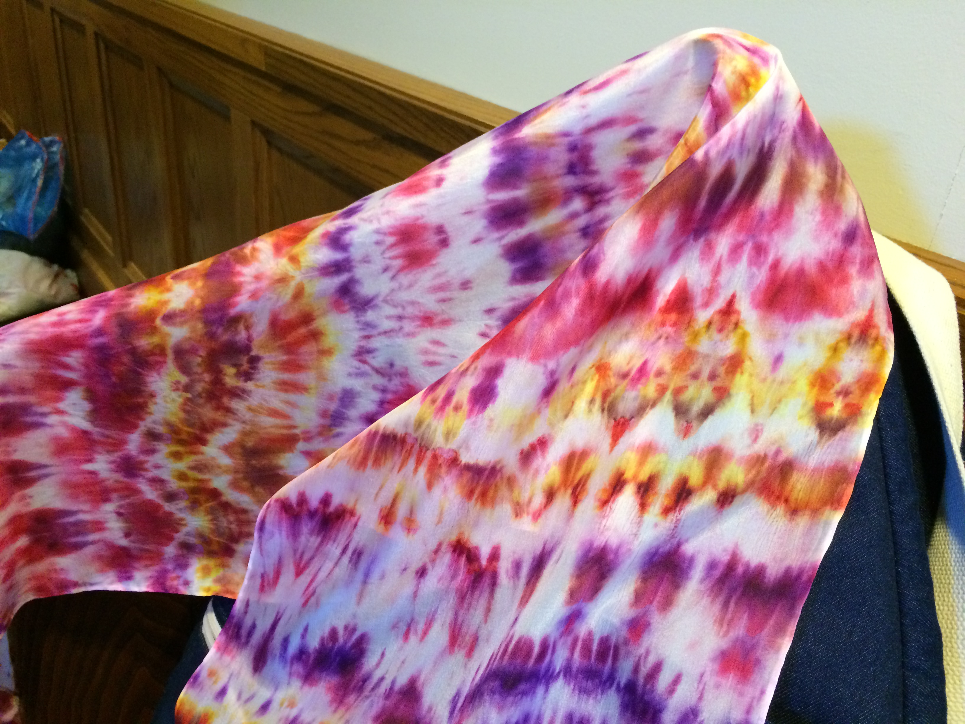 Dyeing Silk Scarves, December 2014